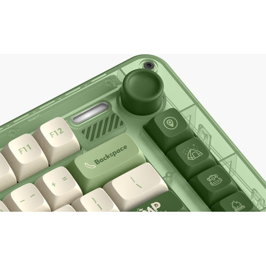 Iqunix zx75 camping wireless mechanical keyboard (groen, us lay-out (qwerty), cherry mx blue, 75%, rgb leds, hot-swappable, double-shot pbt, 2.4ghz | bluetooth 5.1 | usb-c)