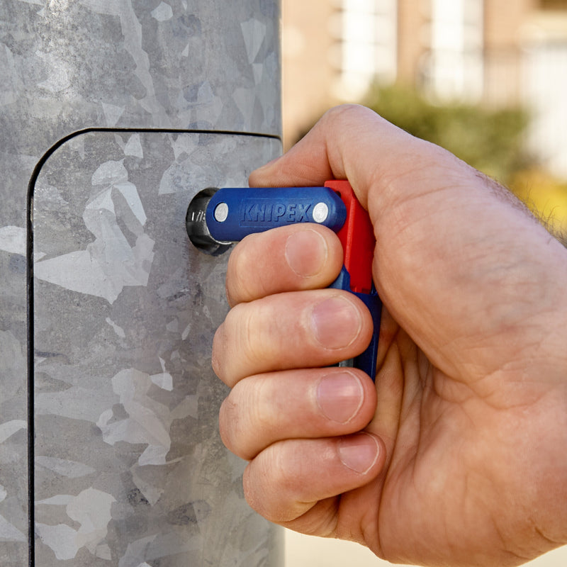 Load image into Gallery viewer, Knipex schakelkastsleutel doublejoint 00 11 06 v03 dopsleutel (blauw rood)
