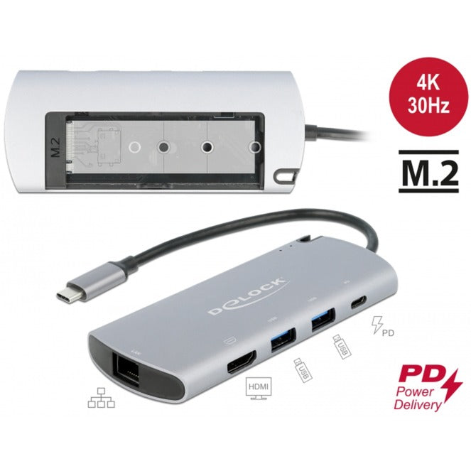 Load image into Gallery viewer, Delock usb type-c docking station met m.2 slot (grijs)
