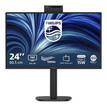 Philips 24b2n3200jh 00 23.8 monitor (zwart, vga, hdmi, displayport, usb-c, webcam, 120 hz)