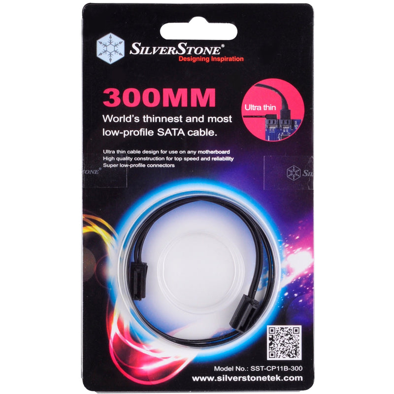 Load image into Gallery viewer, Silverstone sata iii kabel 30cm (zwart, 6gb s, low profile connector, cp11b-300)
