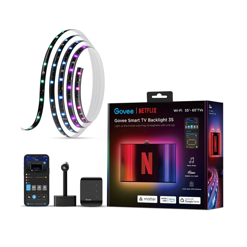 Laden Sie das Bild in Galerie -Viewer, Govee envisual smart tv backlight 3s ledstrip (2.4ghz wifi, bluetooth, voor 55 - 65 inch tv's)
