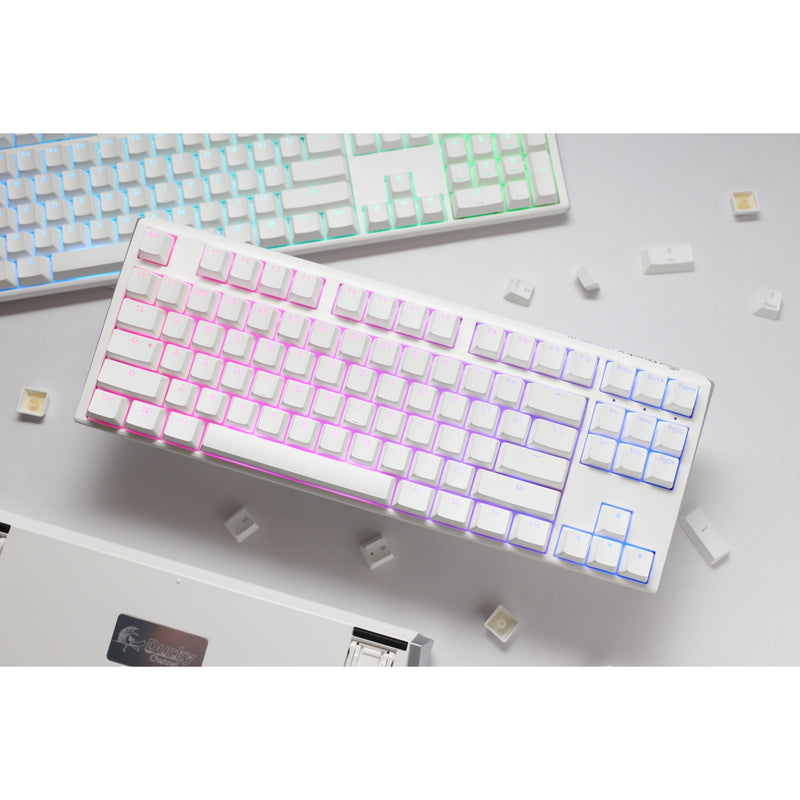 Load image into Gallery viewer, Ducky one 3 classic pure white tkl rgb mechanisch toetsenbord (wit, us lay-out (qwerty), cherry mx speed silver, 80% (tkl) , rgb leds, double-shot pbt, hot-swappable, quack mechanics)
