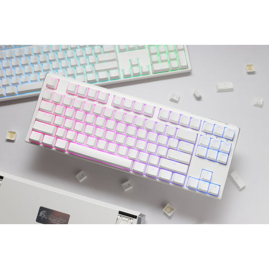 Ducky one 3 classic pure white tkl rgb mechanisch toetsenbord (wit, us lay-out (qwerty), cherry mx speed silver, 80% (tkl) , rgb leds, double-shot pbt, hot-swappable, quack mechanics)