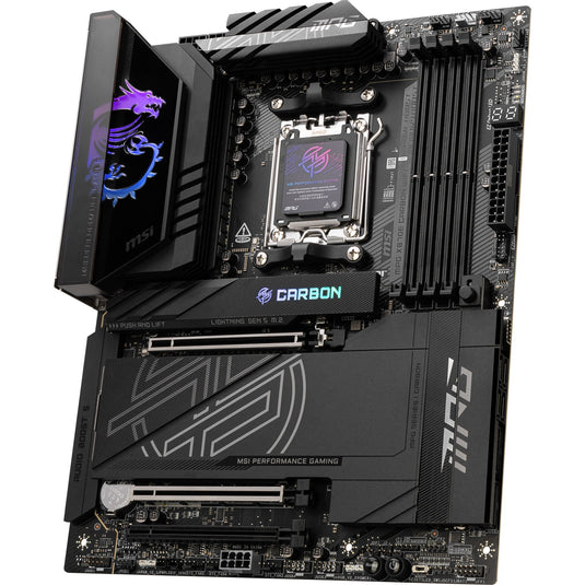 Msi mpg x870e carbon wifi socket am5 moederbord (raid, 5gb-lan, 2,5gb-lan, wi-fi 7, bt, sound, atx)
