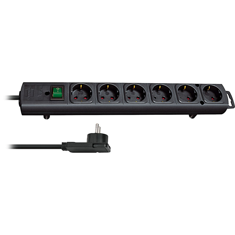 Load image into Gallery viewer, Brennenstuhl comfort-line plus, 6-voudige stekkerdoos stekkerdoos (zwart, met platte stekker, 2m h05vv-f 3g1.5)
