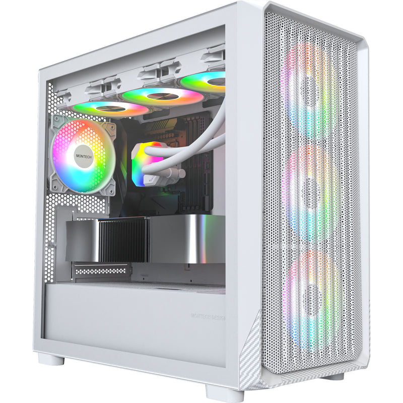 Load image into Gallery viewer, Montech x5m midi tower behuizing (wit | 2x usb-a | 1x usb-c | rgb | tempered glass)
