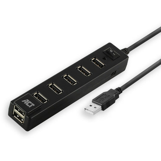 Act connectivity usb hub 7 port met aan- en uit schakelaar usb-hub (zwart)