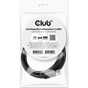 Club 3d mini-displayport naar displayport 1.2 kabel (zwart, 2 meter)
