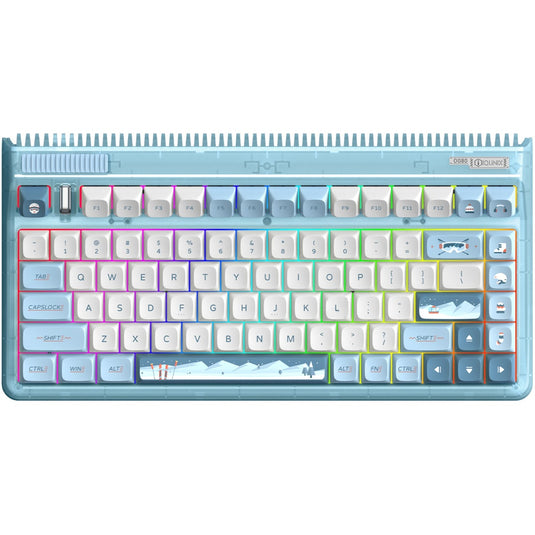 Iqunix og80 wintertide wireless mechanical keyboard, gaming toetsenbord (lichtblauw, us lay-out, cherry mx red, rgb leds, 80% (tkl), hot-swappable, pbt, 2.4ghz | bluetooth 5.1 | usb-c)