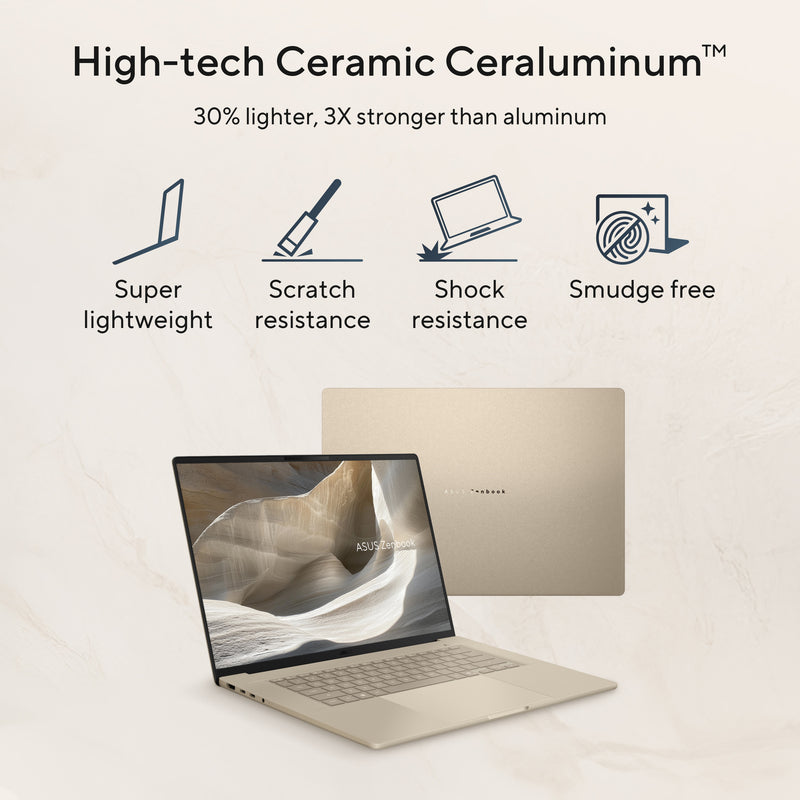 Laden Sie das Bild in Galerie -Viewer, Asus zenbook a16 ux3607oa-sq013w 16 copilot+ laptop (beige | snapdragon x2e-94-100 | qualcomm adreno | 48 gb | 1 tb ssd | oled)
