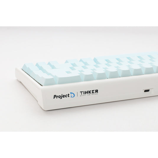 Ducky projectd tinker 65 - pom edition met qmk via, toetsenbord (lichtblauw wit, us lay-out, kailh box cream pro, rgb led, double-shot pbt, hot-swappable pom, gasket mount, 65%)