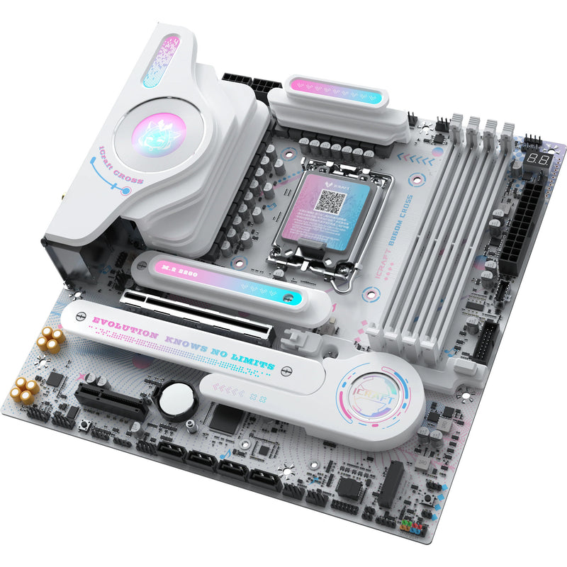 Chargez l'image dans la visionneuse de la galerie, Maxsun ms-icraft b860m cross socket 1851 moederbord (wit, raid, 5 gb-lan, wlan, bt, sound, µatx)
