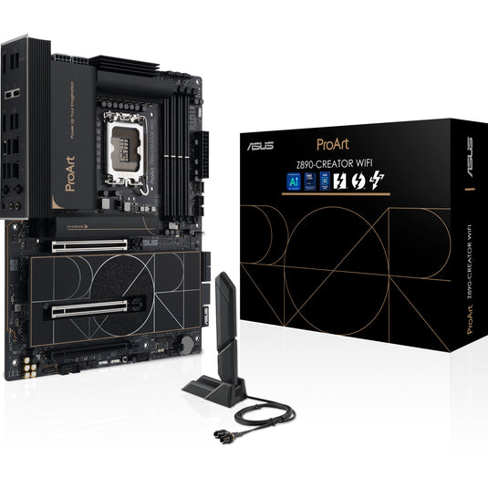 Asus proart z890-creator wifi socket 1851 moederbord (raid, 2.5gb-lan, 10gb-lan, wi-fi 7, bt, sound, atx)