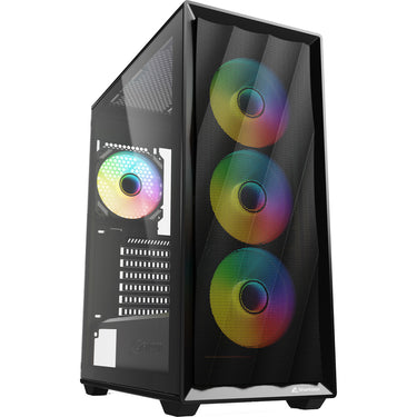 Sharkoon vk4 argb midi tower behuizing (zwart | 2x usb-a | rgb | tempered glass)