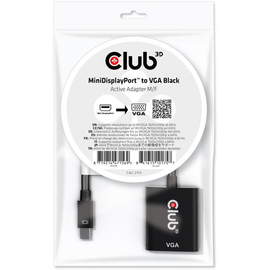 Club 3d mini-displayport naar vga actieve adapter
