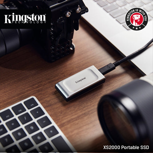 Kingston xs2000 portable 1 tb externe ssd (zilver zwart, sxs2000 1000g, usb-c 3.2 (20 gbit s))