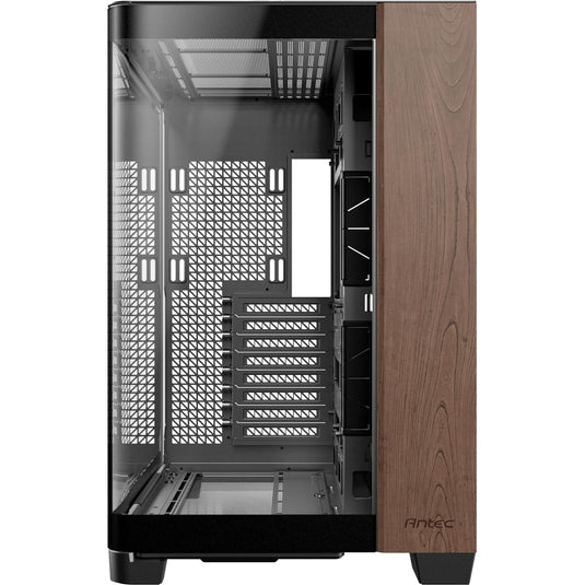 Antec c8 curve wood midi tower behuizing (zwart houtkleur | 2x usb-a | 1x usb-c | tempered glass)