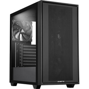Chieftec night hunter midi tower behuizing (zwart | 2x usb-a | 1x usb-c | tempered glass)