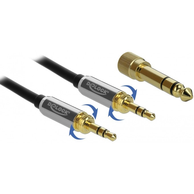 Load image into Gallery viewer, Delock stereokabel 3,5 mm 3 pin-stekker > 3,5 mm 3 pin-stekker (zwart, 0,5 meter)
