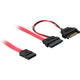 Delock slim sata 13-pin naar 7-pin sata + sata power adapter (rood, 0,5 meter)