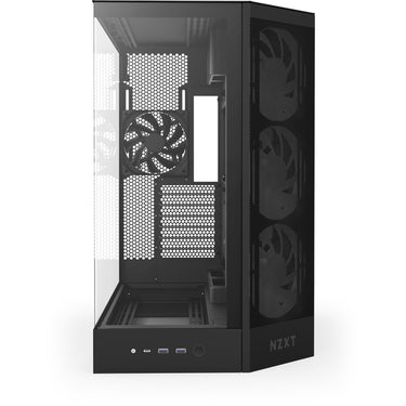 Nzxt h9 flow rgb midi tower behuizing (zwart (mat) | 2x usb-a | 1x usb-c | rgb | tempered glass)