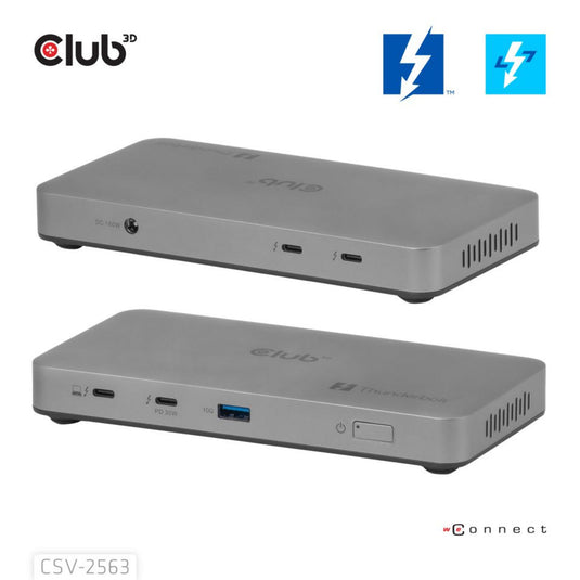 Club 3d 5-1 thunderbolt 5 hub triple video dockingstation (grijs)