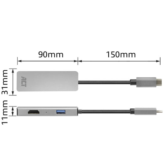 Usb-c-multipoort-adapter act ac7013 zilver 87 g