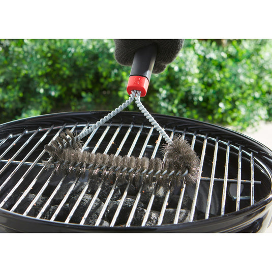 Weber driezijdige reinigingsborstel grillreinigingsborstel (zwart rood, 30 cm)