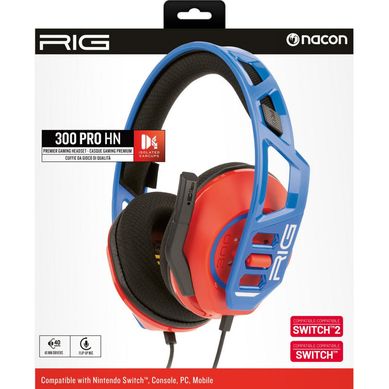 Load image into Gallery viewer, Nacon rig 300 pro hn over-ear gaming headset (rood blauw, nintendo switch, nintendo switch 2, playstation 5, playstation 4, xbox, windows)
