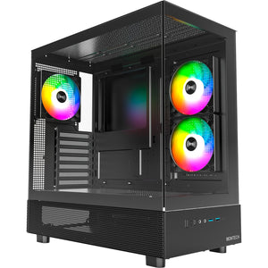 Montech xr midi tower behuizing (zwart | 2x usb-a | 1x usb-c | rgb | tempered glass)