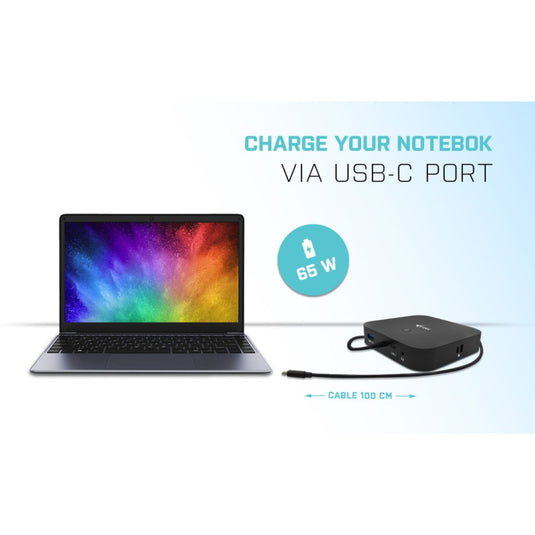 I-tec usb-c hdmi dp docking station with power delivery 65w + universal charger 77 w (zwart)
