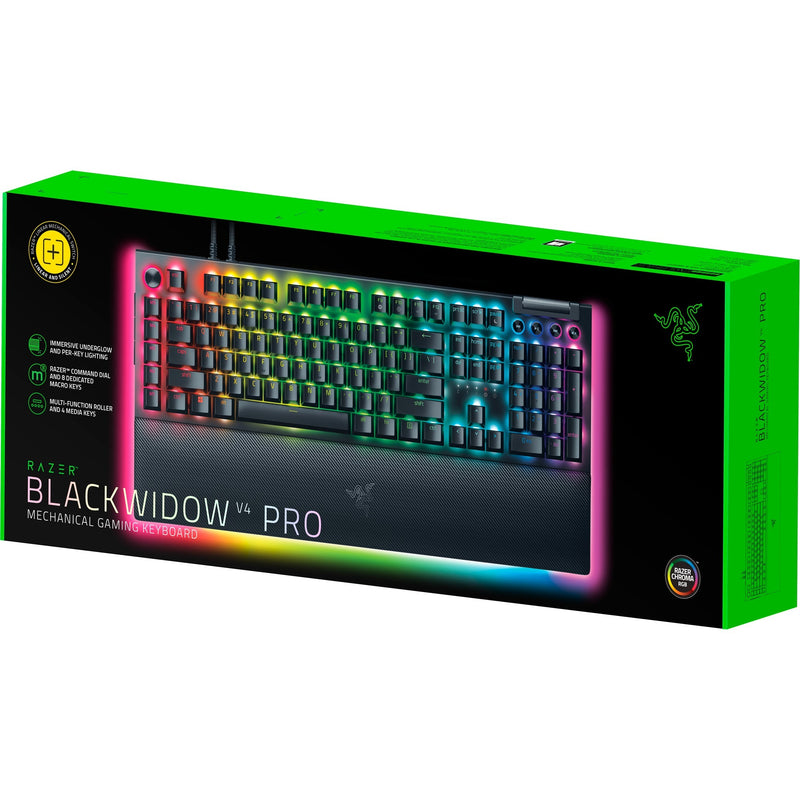 Load image into Gallery viewer, Razer blackwidow v4 pro rgb mechanisch gaming toetsenbord (zwart, us lay-out (qwerty), yellow, 100%)
