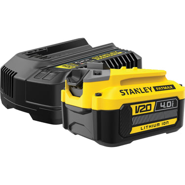 Stanley fatmax v20 18v startkit oplader (geel zwart, oplader (2a) en accu (4.0ah) inbegrepen)
