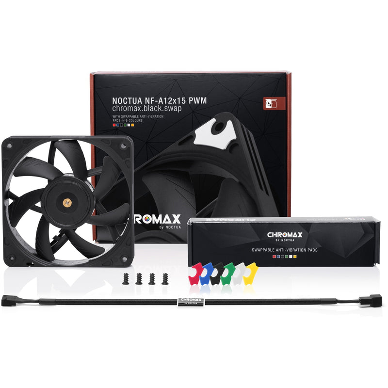 Load image into Gallery viewer, Noctua nf-a12x15 pwm chromax.black.swap case fan (zwart, 120 x 120 x 15 mm)
