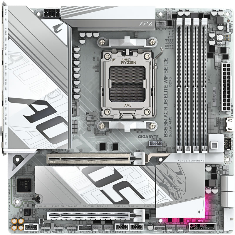 Load image into Gallery viewer, Gigabyte b850m aorus elite wifi6e ice socket am5 moederbord (zilver wit, raid, 2,5gb-lan, wi-fi 6e, bt, sound, µatx)
