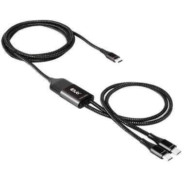 Club 3d usb type-c, y oplaadkabel naar 2x usb type-c splitterkabel (zwart, 1,83 meter, max. 100 w)