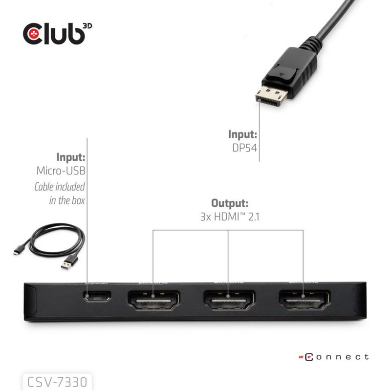 Laden Sie das Bild in Galerie -Viewer, Club 3d displayport naar triple hdmi 8k60hz hub (zwart)

