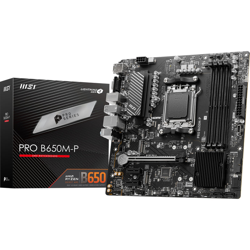 Load image into Gallery viewer, Msi pro b650m-p socket am5 moederbord (zwart, raid, 2.5 gb-lan, sound, µatx)
