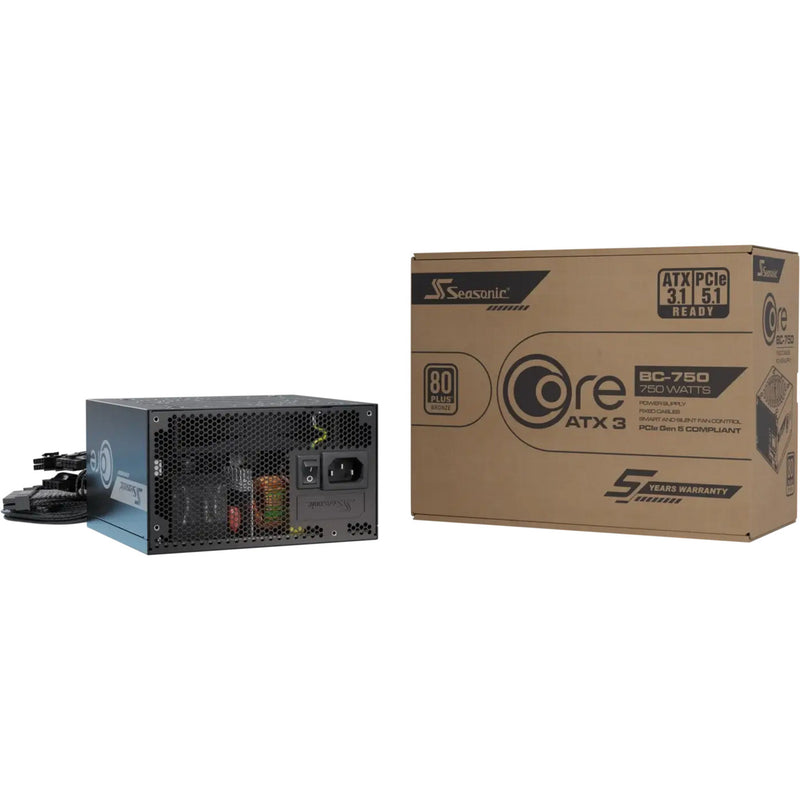 Load image into Gallery viewer, Seasonic core bc-750 atx 3.1 750 watt voeding (zwart, 1x 12v-2x6, 2x pcie)
