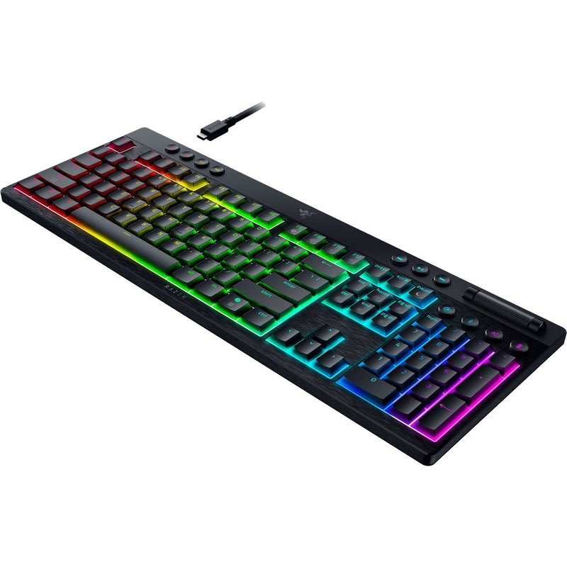 Afbeelding laden in galerijviewer, Razer blackwidow v4 low-profile hyperspeed rgb mechanisch gaming toetsenbord (zwart, us lay-out (qwerty), low-profile yellow, 100%)
