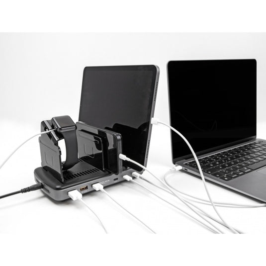 Delock usb charging station met 3 x usb type-c pd + 3 x usb type-a (112 w) (grijs zwart)