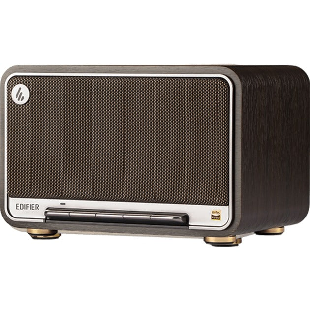 Laden Sie das Bild in Galerie -Viewer, Edifier d32 draadloze tafelluidspreker (donkerbruin zilver, bluetooth, wi-fi (apple airplay), usb-c, aux)
