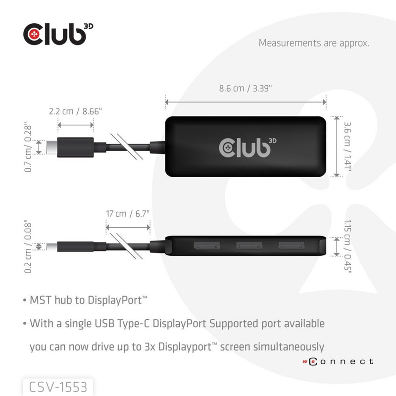 Chargez l'image dans la visionneuse de la galerie, Club 3d usb-c naar 3x displayport hub (zwart)
