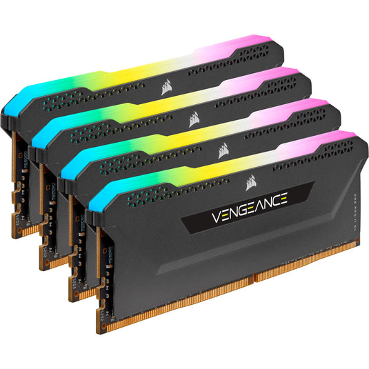 Corsair 64 gb ddr4-3200 (4x 16 gb) quad-kit werkgeheugen (cmh64gx4m4e3200c16, vengeance rgb pro sl, xmp)