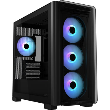 Asus a23 plus mini tower behuizing (zwart | 2x usb-a | 1x usb-c | rgb | tempered glass)