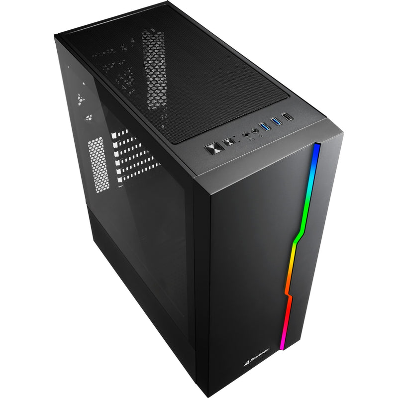 Load image into Gallery viewer, Sharkoon rgb slider midi tower behuizing (zwart | 3x usb-a | rgb | tempered glass)
