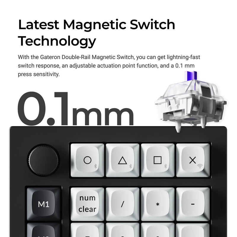 Afbeelding laden in galerijviewer, Keychron q0 he qmk wireless custom number pad rgb mechanisch numpad (zwart, us lay-out (qwerty), gateron double-rail magnetic nebula, hot-swap, rgb, double-shot pbt keycaps)
