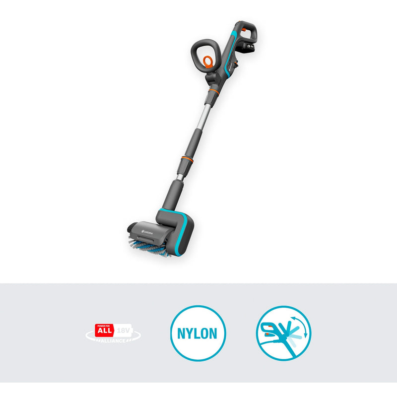 Load image into Gallery viewer, Gardena accu-multireiniger aquabrush patio 03 18v p4a set vloerreiniger (grijs turquoise, 14841-20)
