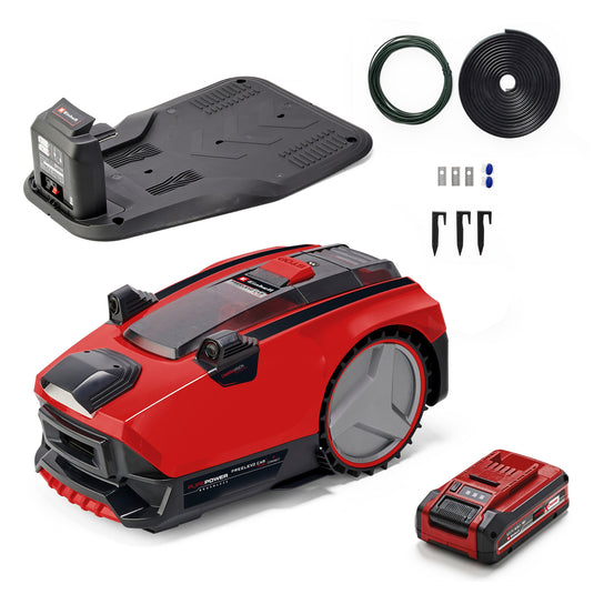 Einhell freelexo cam plus 600 robotmaaier (rood zwart, 4.0 ah power x-change plus accu en lader inbegrepen)